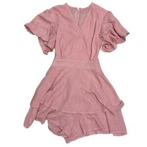 Baby Pink Ruffle Polka Dot Romper 🎀 Feminine Layered One‑Piece 🌸 Fits S